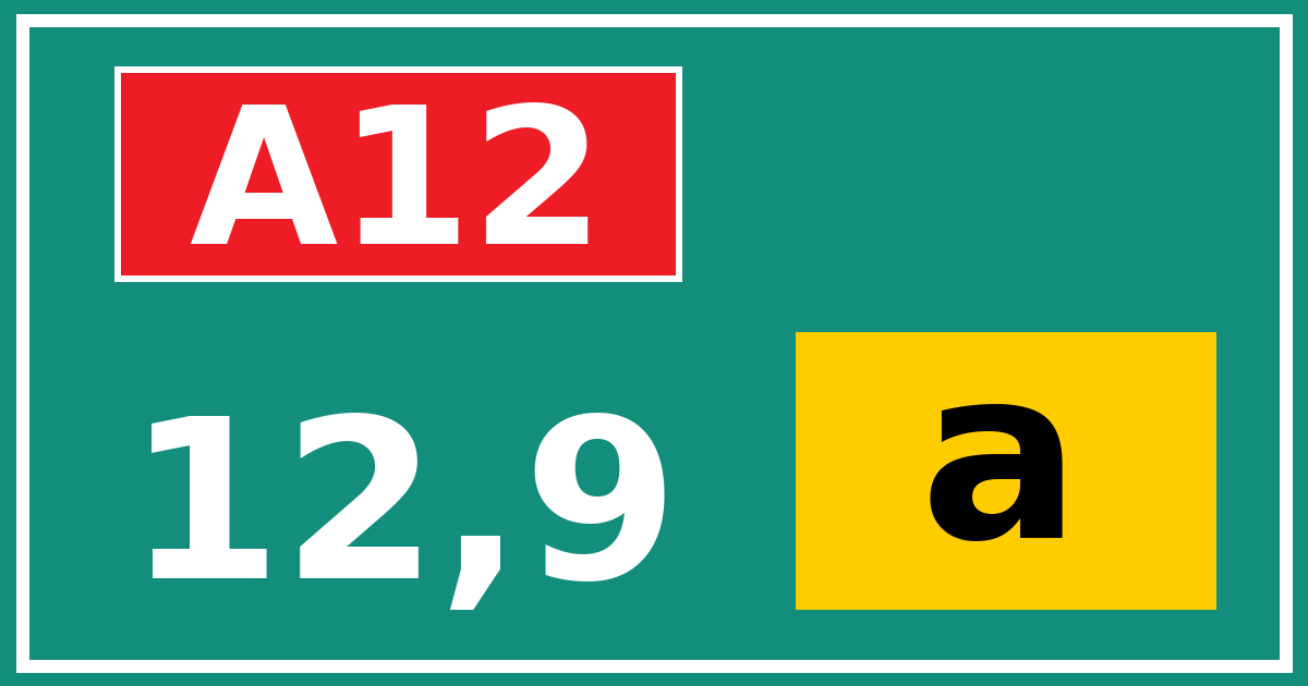 Hectometerbord A12 12,9 letter a