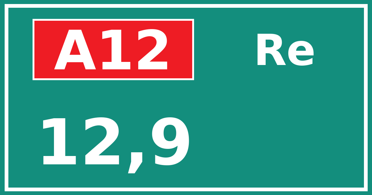 Hectometerbord A12 12,9 zijde Re