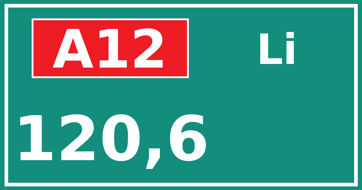 Hectometerbord A12 120,6 zijde Li