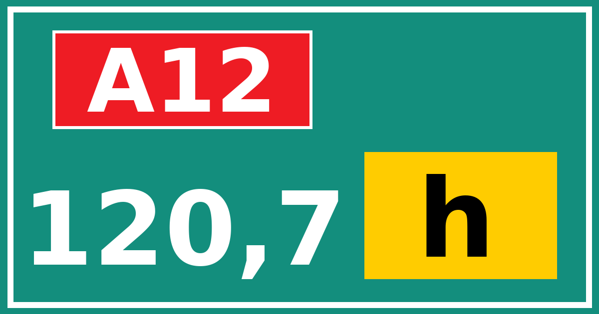 Hectometerbord A12 120,7 letter h