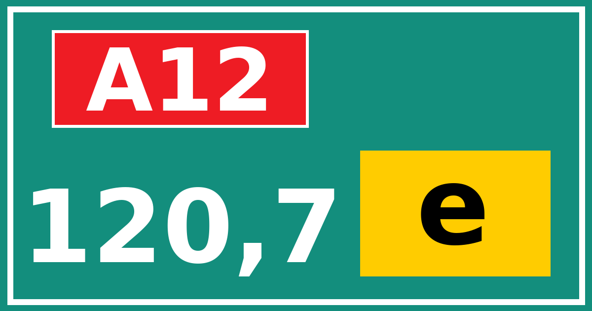 Hectometerbord A12 120,7 letter e