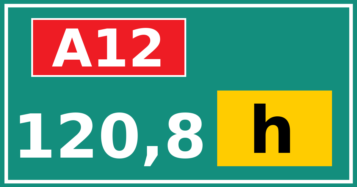 Hectometerbord A12 120,8 letter h