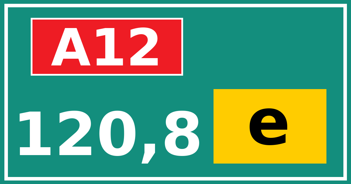 Hectometerbord A12 120,8 letter e