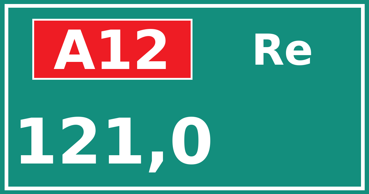 Hectometerbord A12 121,0 zijde Re