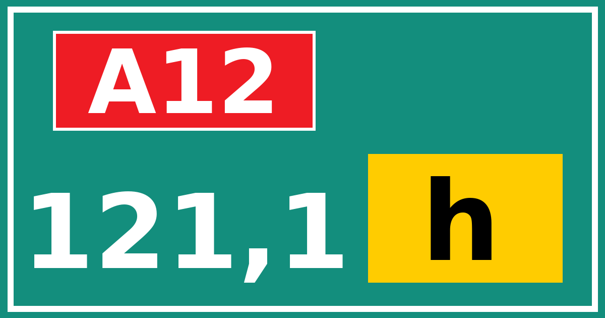 Hectometerbord A12 121,1 letter h