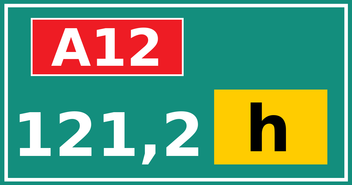 Hectometerbord A12 121,2 letter h
