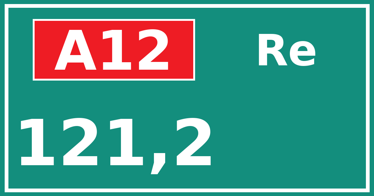 Hectometerbord A12 121,2 zijde Re