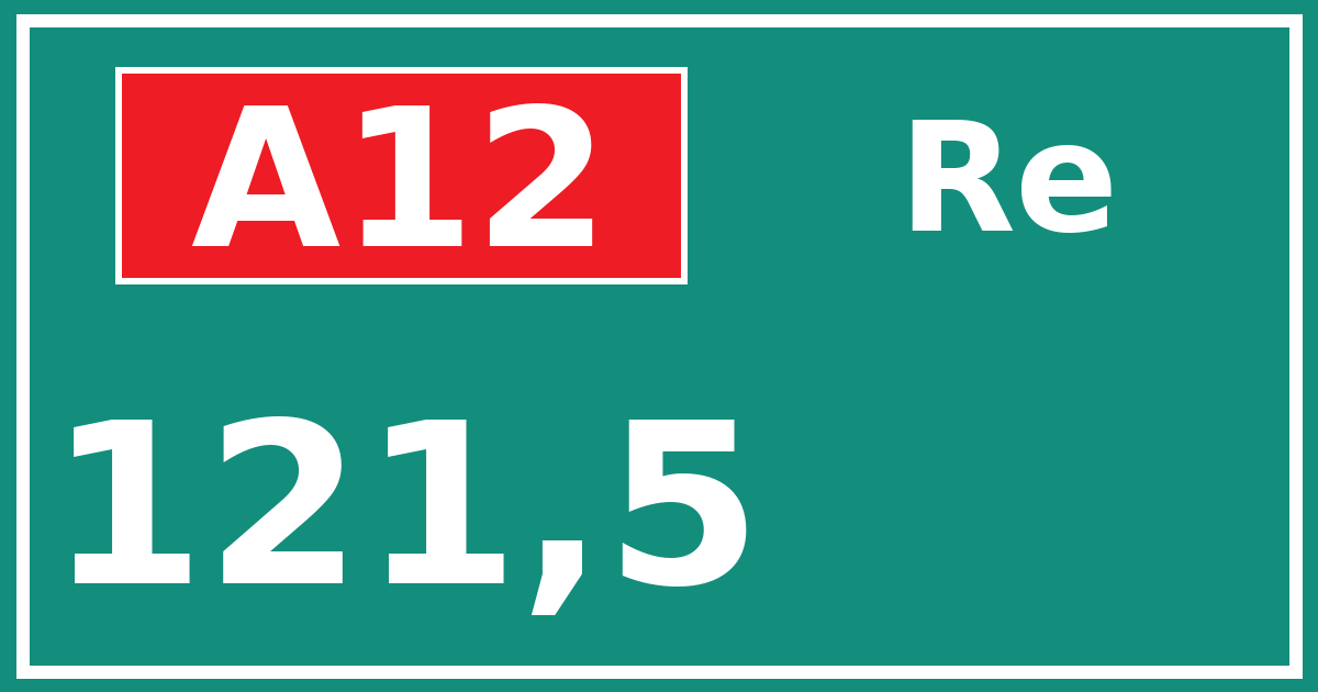 Hectometerbord A12 121,5 zijde Re