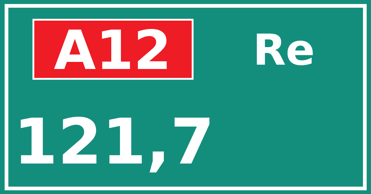 Hectometerbord A12 121,7 zijde Re