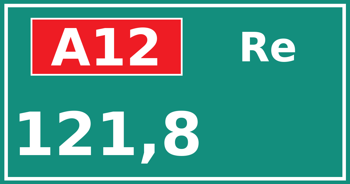 Hectometerbord A12 121,8 zijde Re