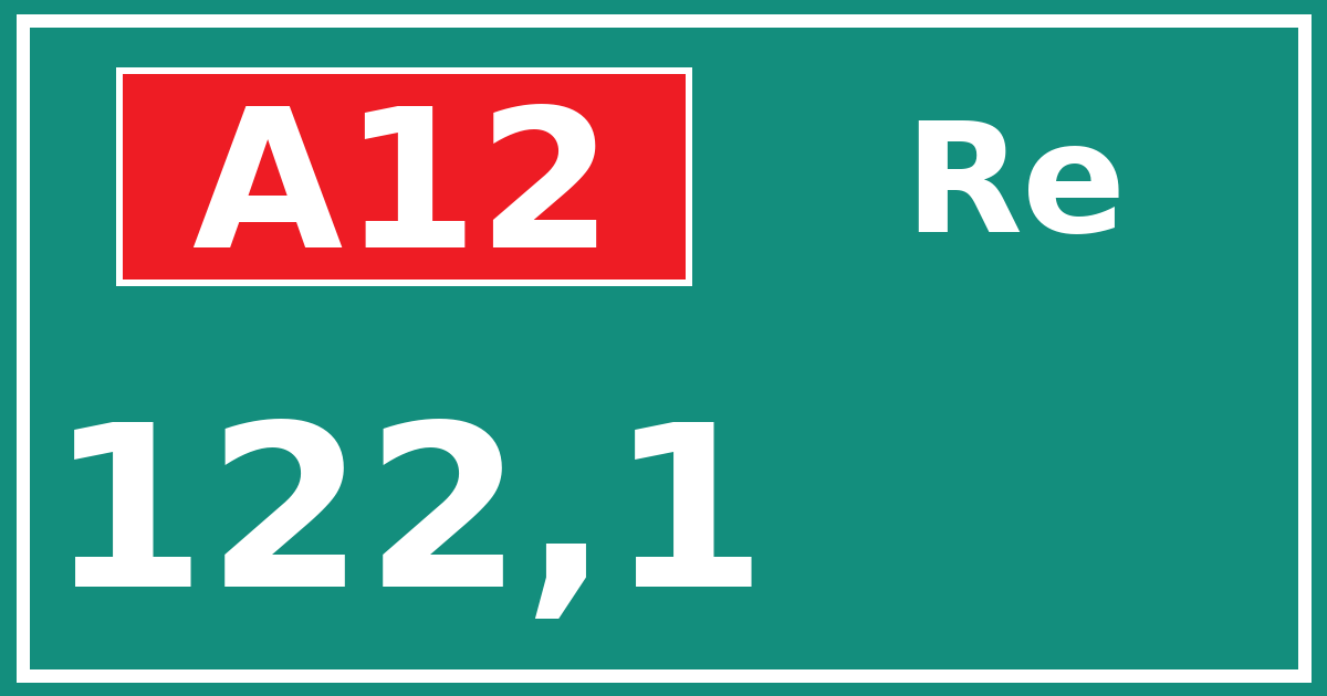 Hectometerbord A12 122,1 zijde Re