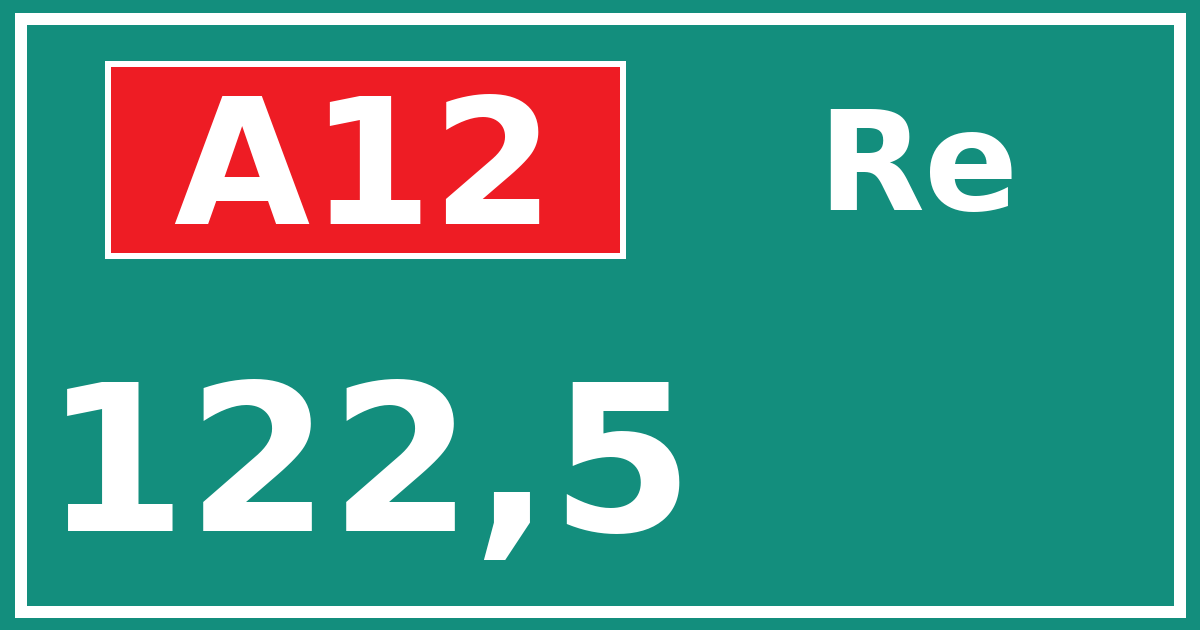 Hectometerbord A12 122,5 zijde Re