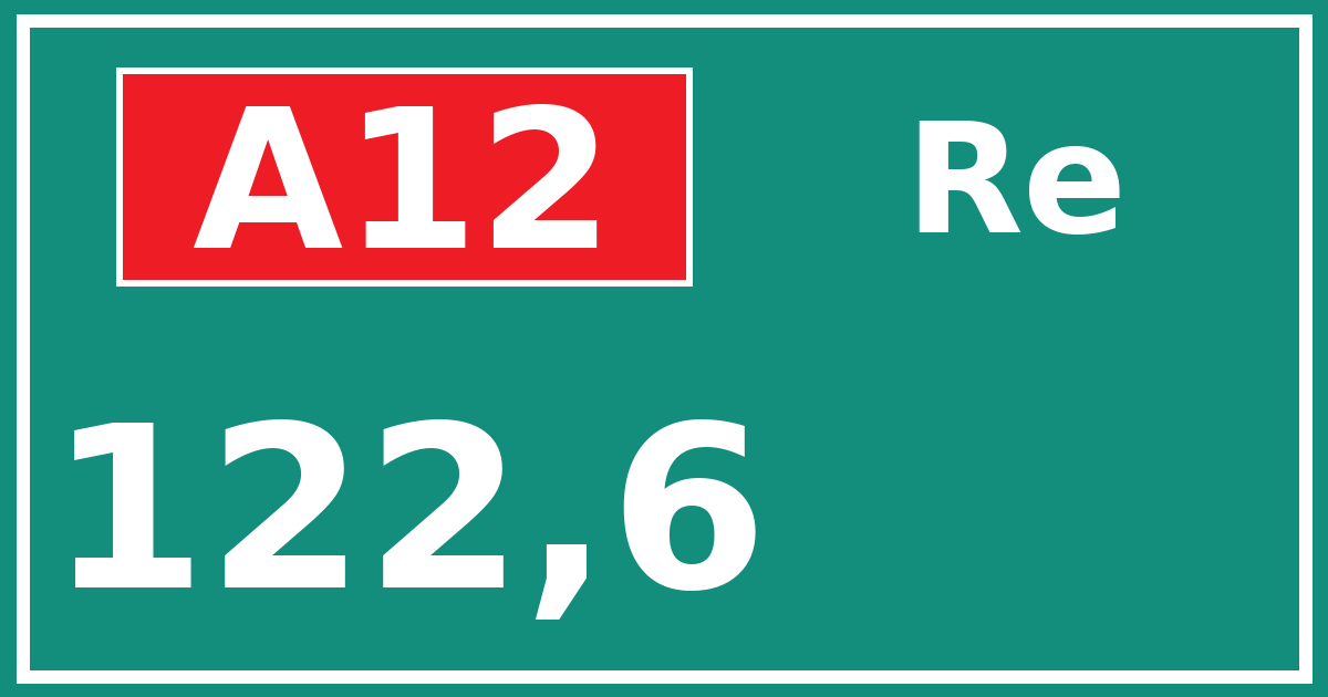 Hectometerbord A12 122,6 zijde Re