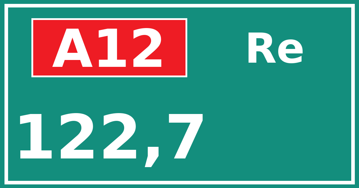 Hectometerbord A12 122,7 zijde Re