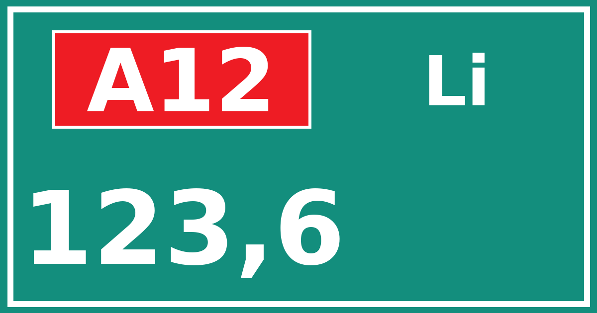 Hectometerbord A12 123,6 zijde Li