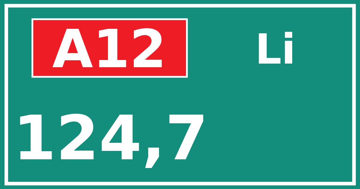 Hectometerbord A12 124,7 zijde Li