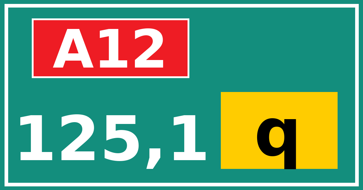 Hectometerbord A12 125,1 letter q