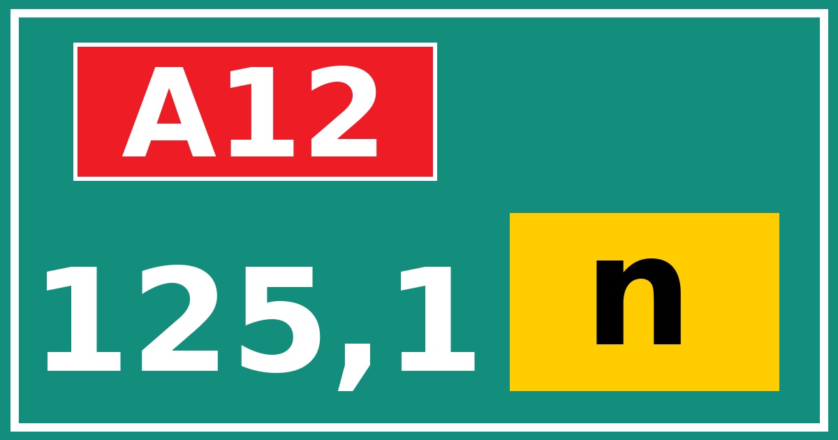 Hectometerbord A12 125,1 letter n