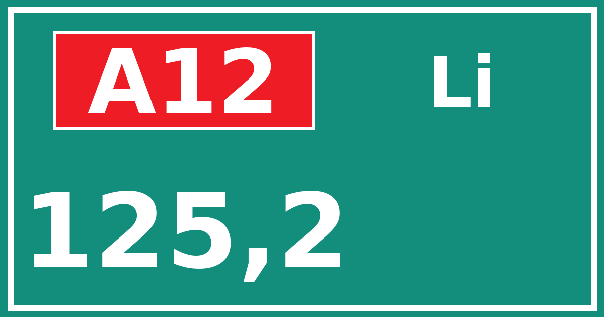 Hectometerbord A12 125,2 zijde Li