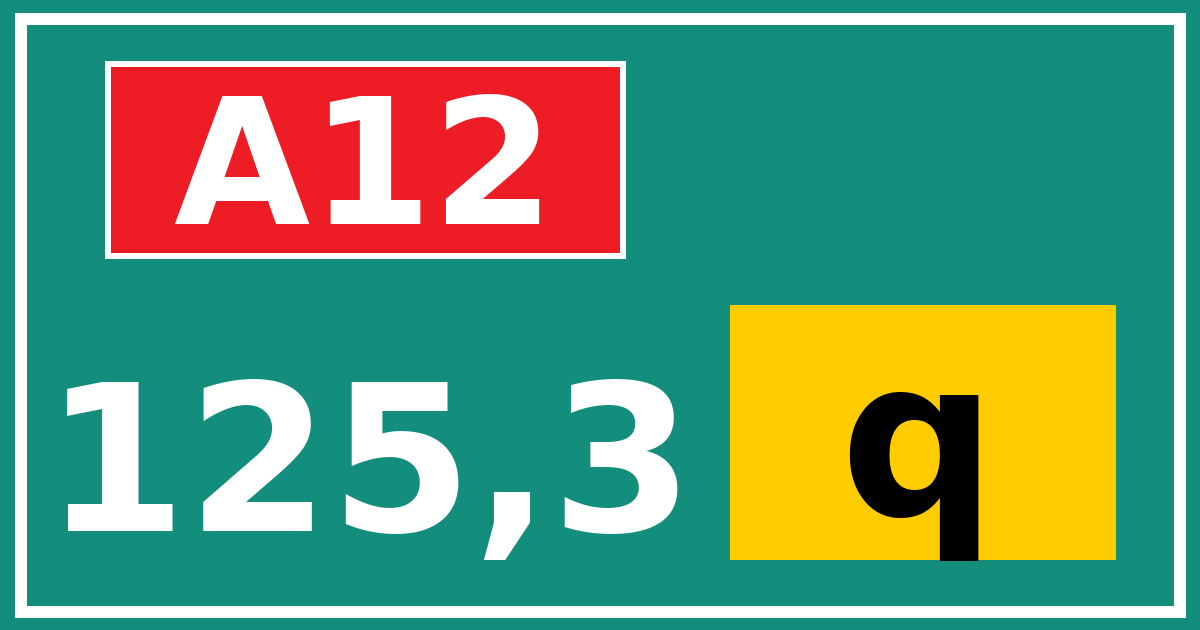 Hectometerbord A12 125,3 letter q