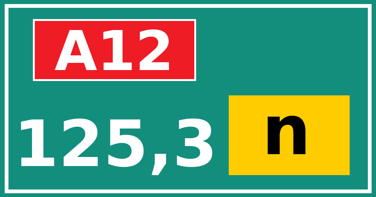 Hectometerbord A12 125,3 letter n