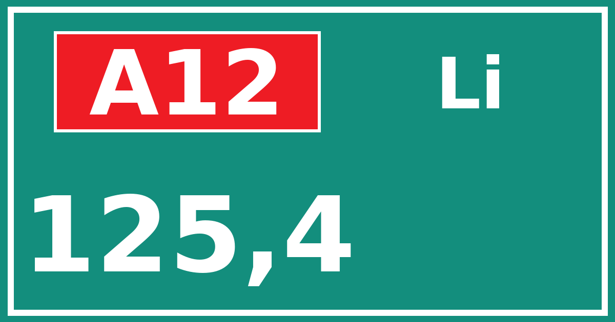 Hectometerbord A12 125,4 zijde Li