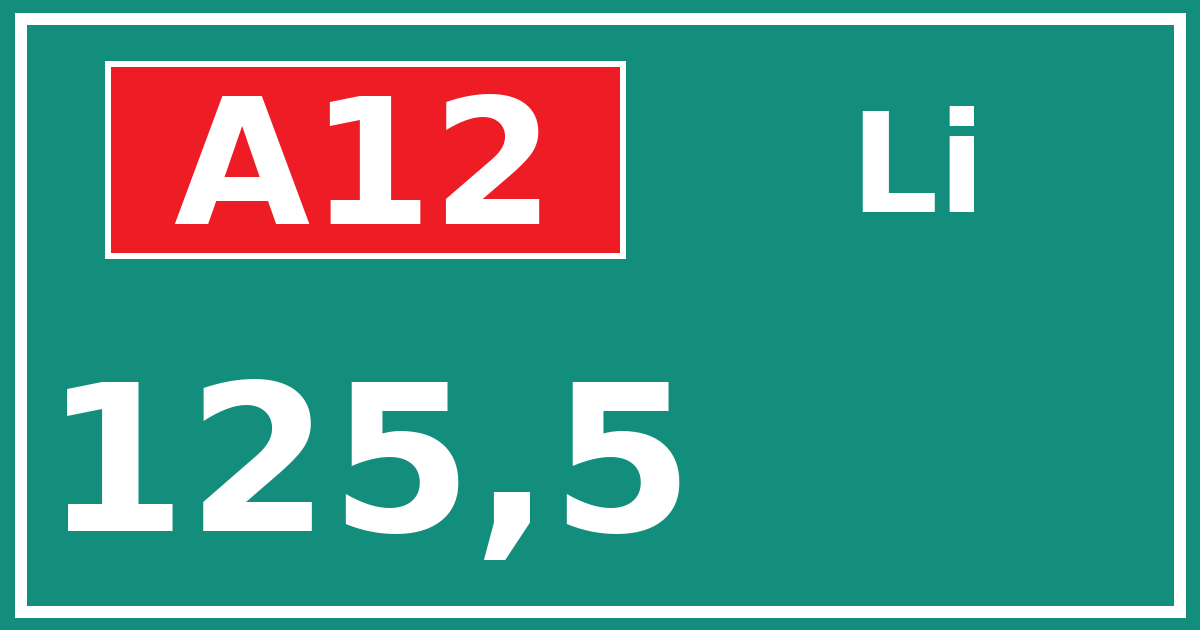 Hectometerbord A12 125,5 zijde Li