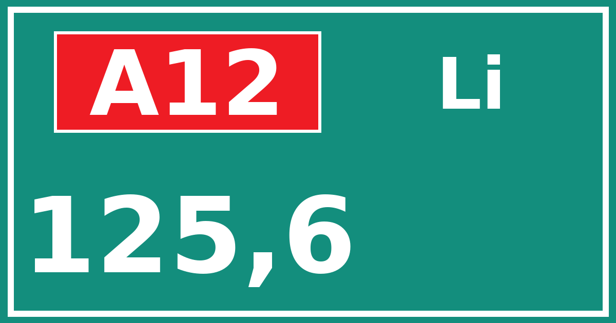 Hectometerbord A12 125,6 zijde Li