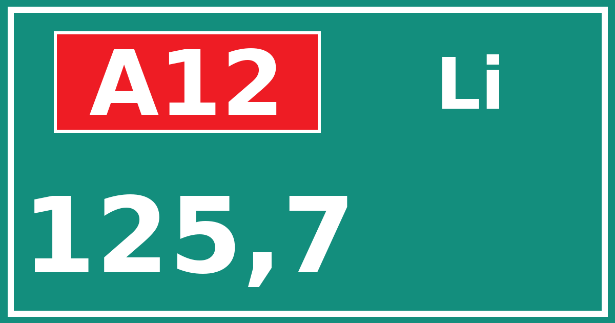 Hectometerbord A12 125,7 zijde Li