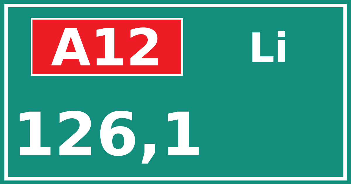 Hectometerbord A12 126,1 zijde Li