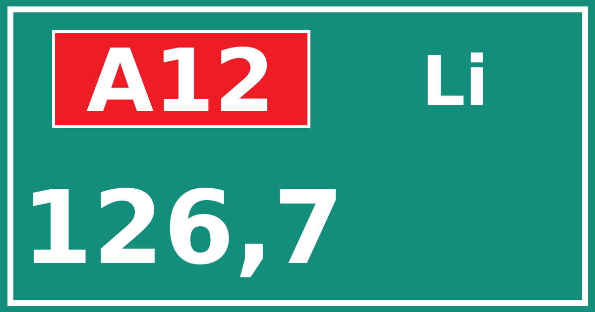 Hectometerbord A12 126,7 zijde Li