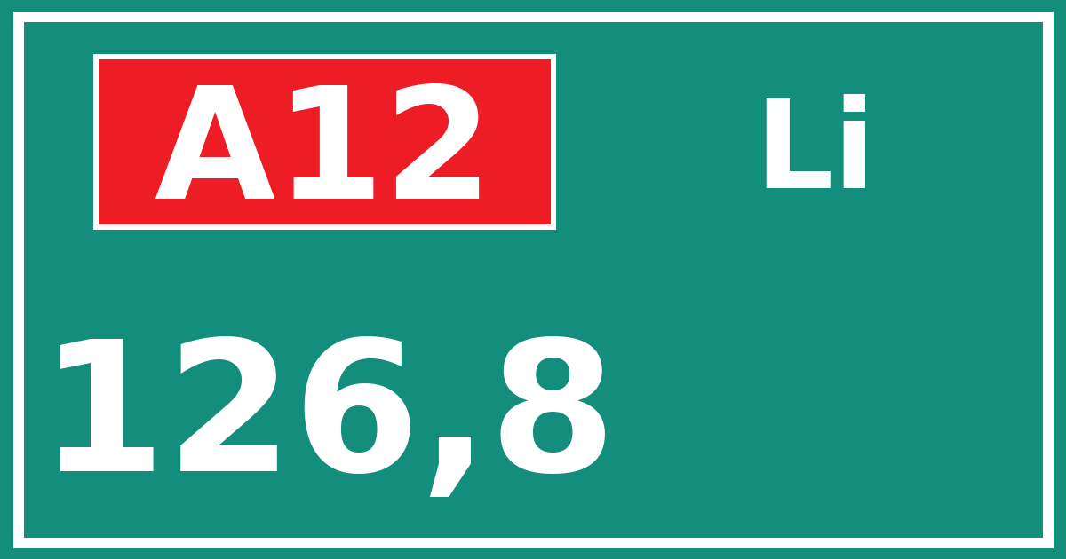 Hectometerbord A12 126,8 zijde Li