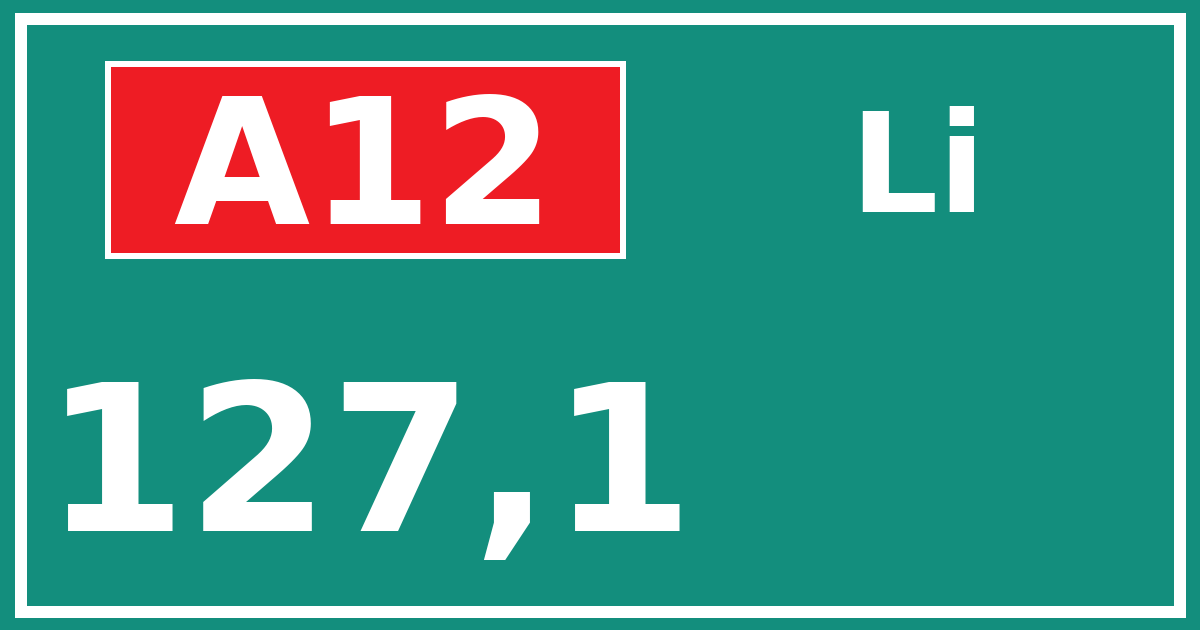 Hectometerbord A12 127,1 zijde Li