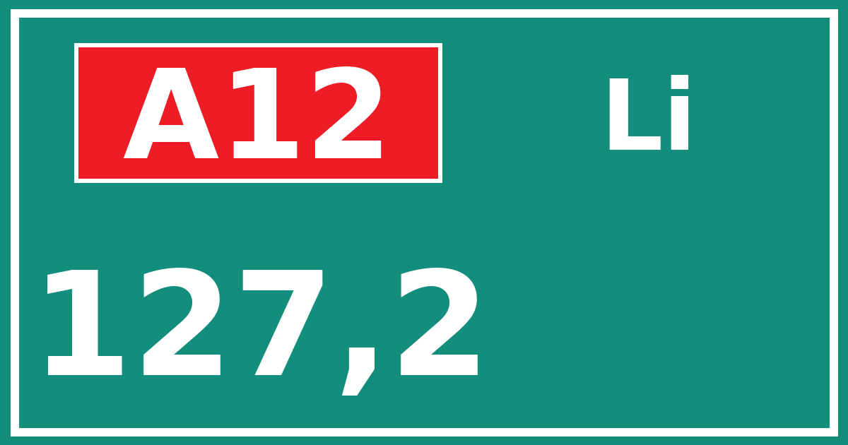 Hectometerbord A12 127,2 zijde Li