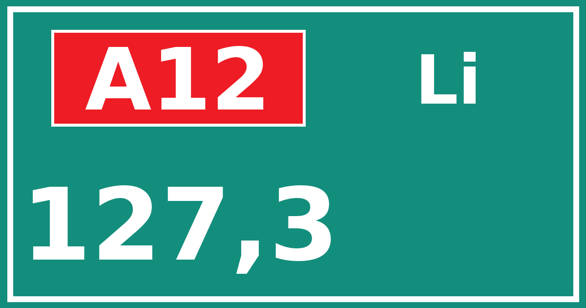 Hectometerbord A12 127,3 zijde Li