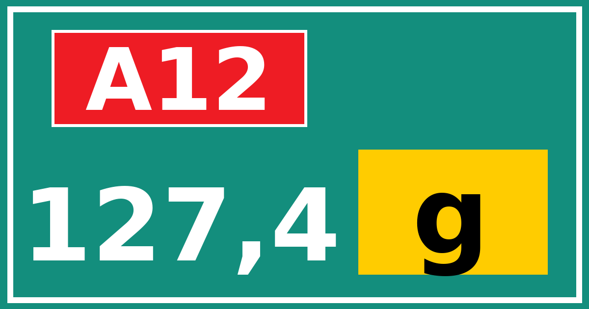 Hectometerbord A12 127,4 letter g