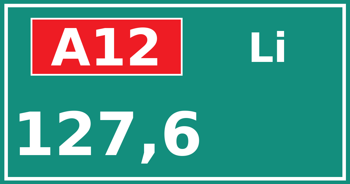 Hectometerbord A12 127,6 zijde Li