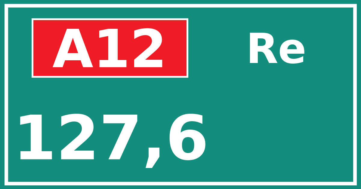 Hectometerbord A12 127,6 zijde Re