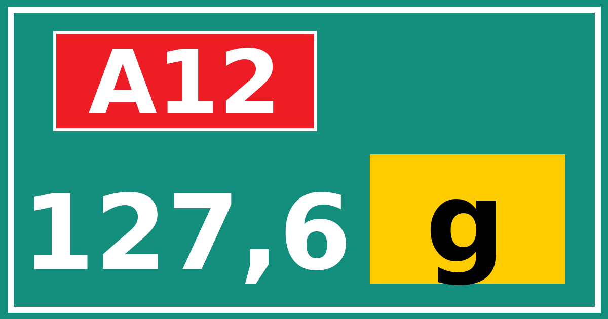 Hectometerbord A12 127,6 letter g