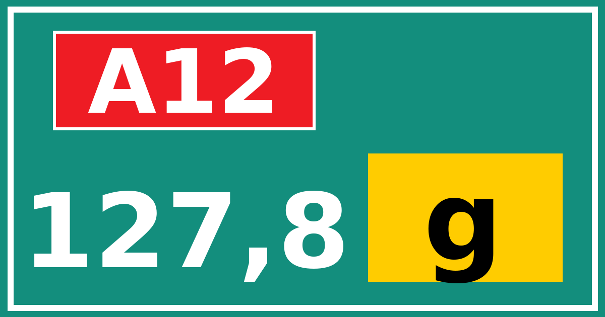 Hectometerbord A12 127,8 letter g