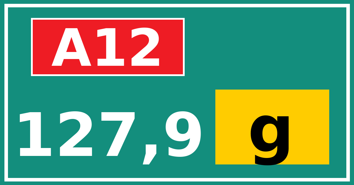 Hectometerbord A12 127,9 letter g