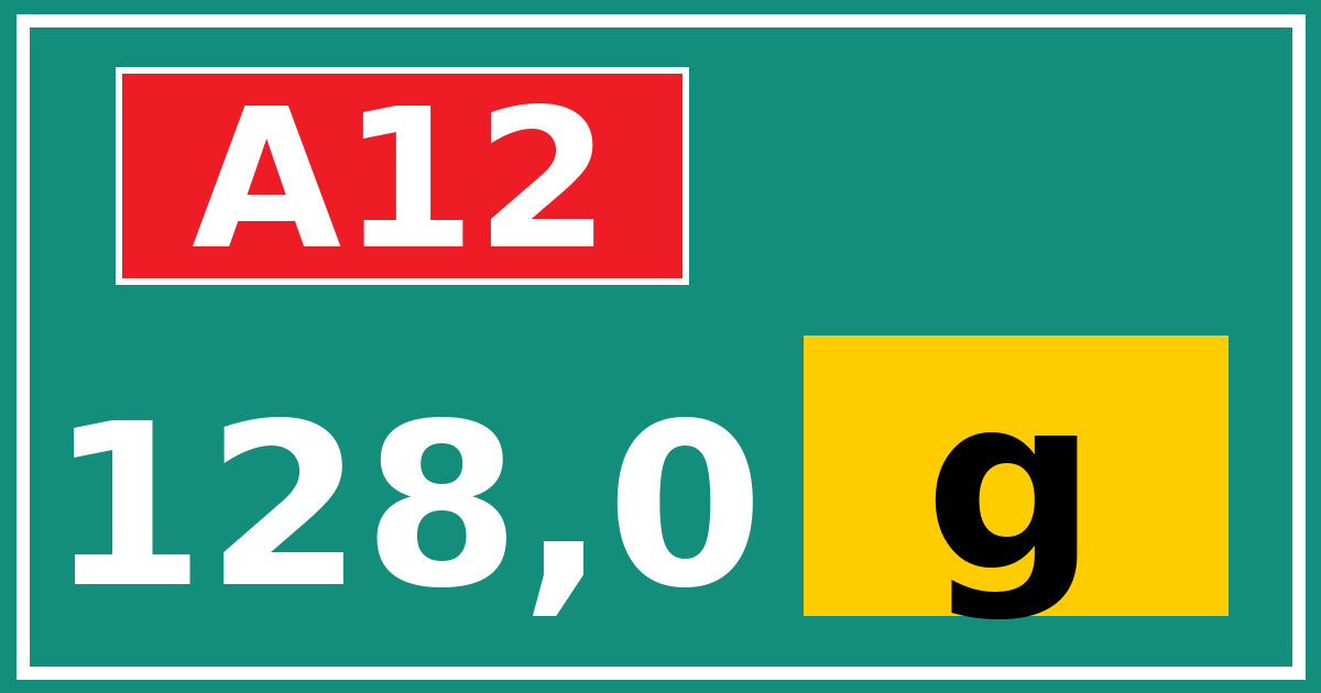 Hectometerbord A12 128,0 letter g