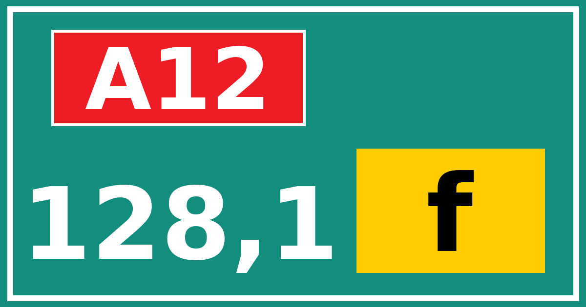 Hectometerbord A12 128,1 letter f