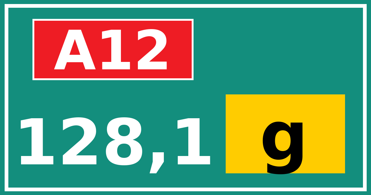 Hectometerbord A12 128,1 letter g