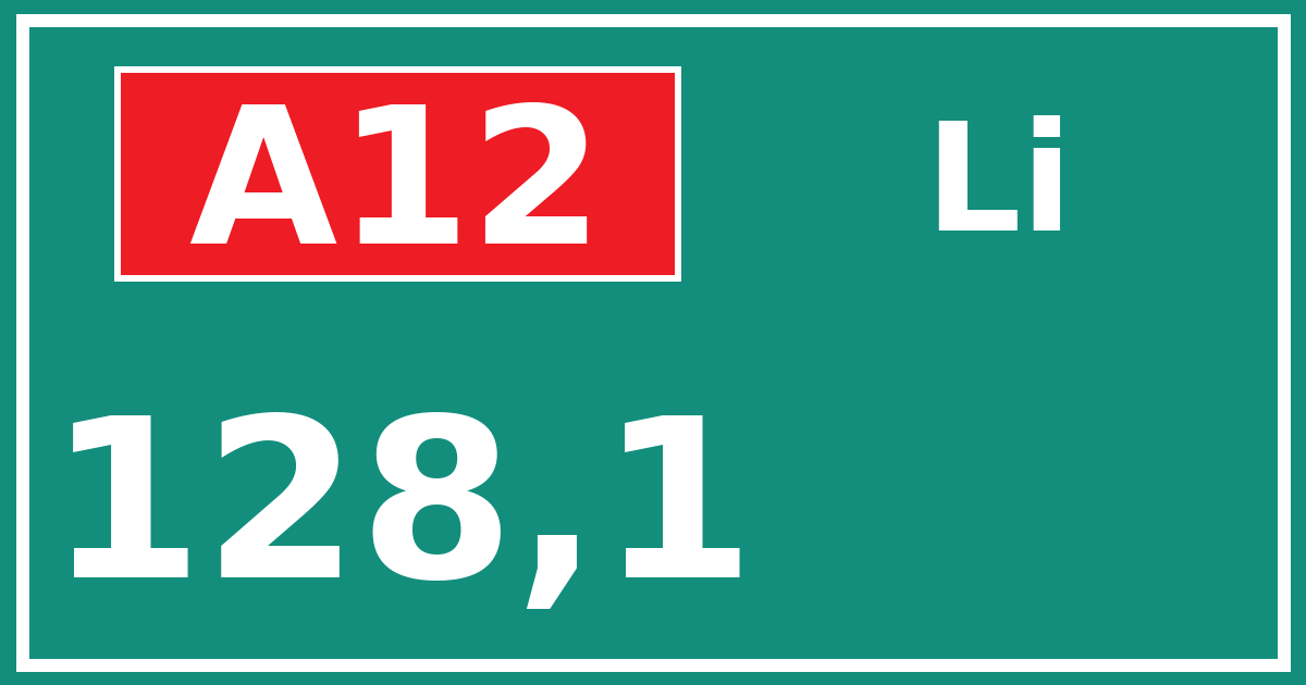 Hectometerbord A12 128,1 zijde Li