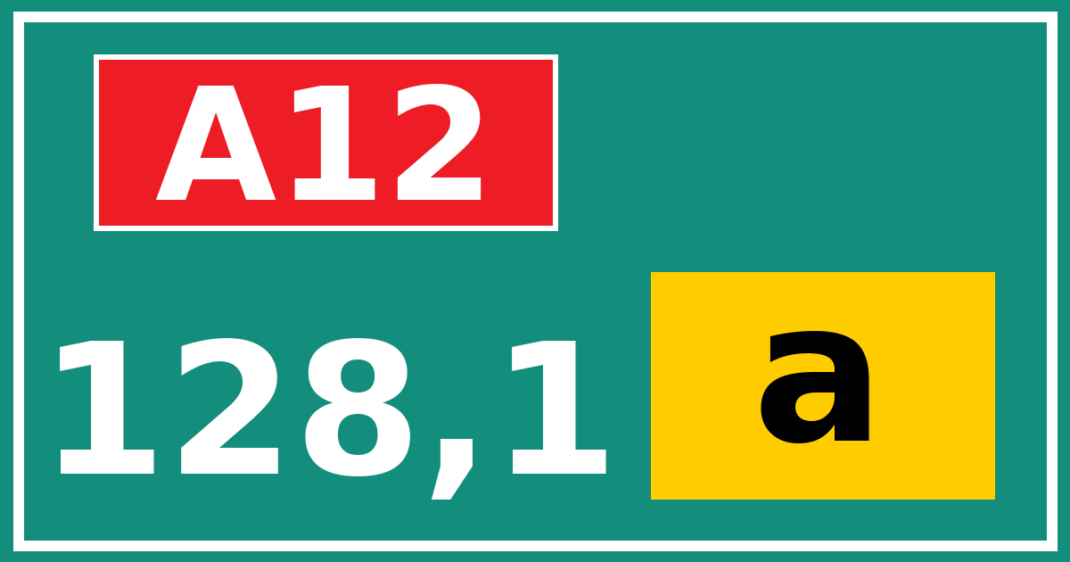 Hectometerbord A12 128,1 letter a