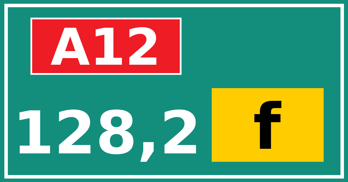 Hectometerbord A12 128,2 letter f