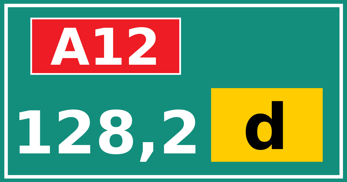 Hectometerbord A12 128,2 letter d