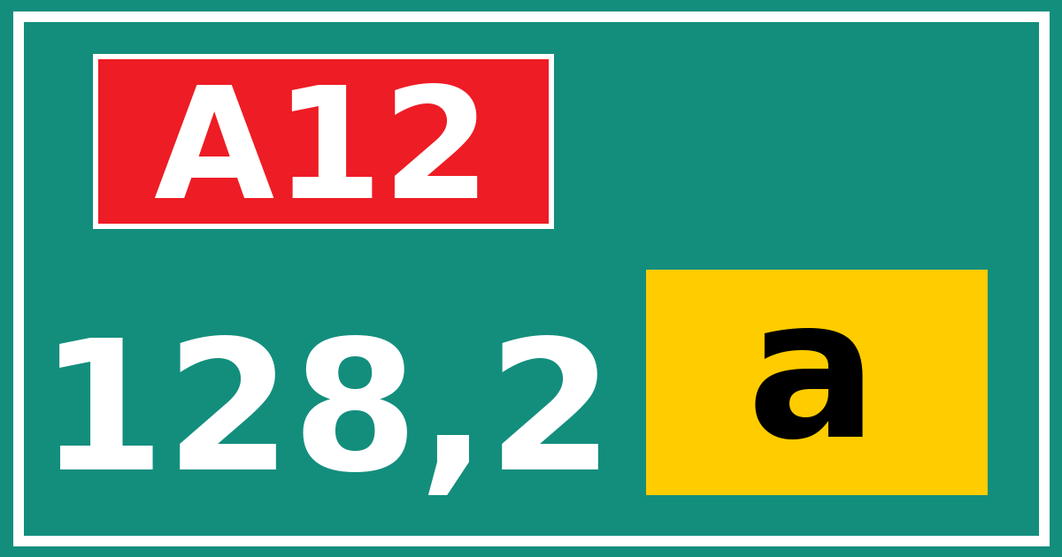 Hectometerbord A12 128,2 letter a