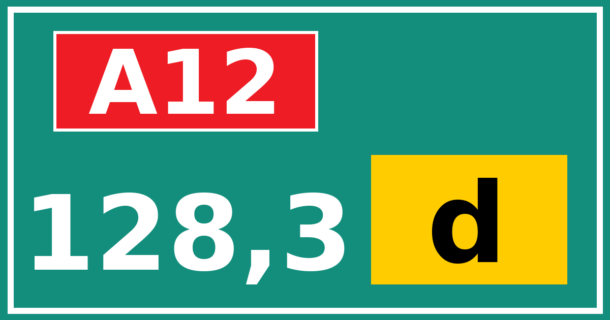 Hectometerbord A12 128,3 letter d
